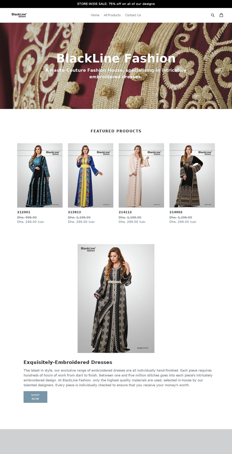 blacklinefashion.com shopify website screenshot