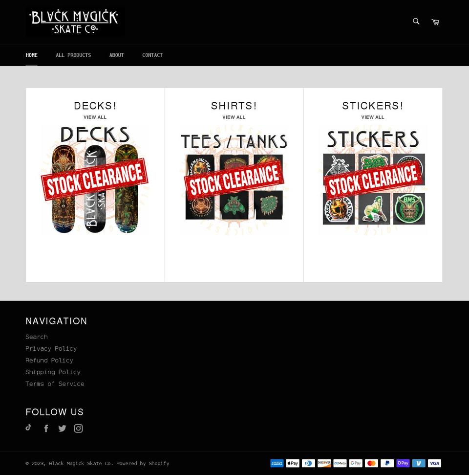 blackmagickskateco.com shopify website screenshot