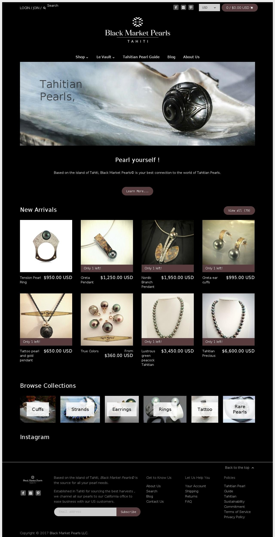 blackmarket-pearls.com shopify website screenshot