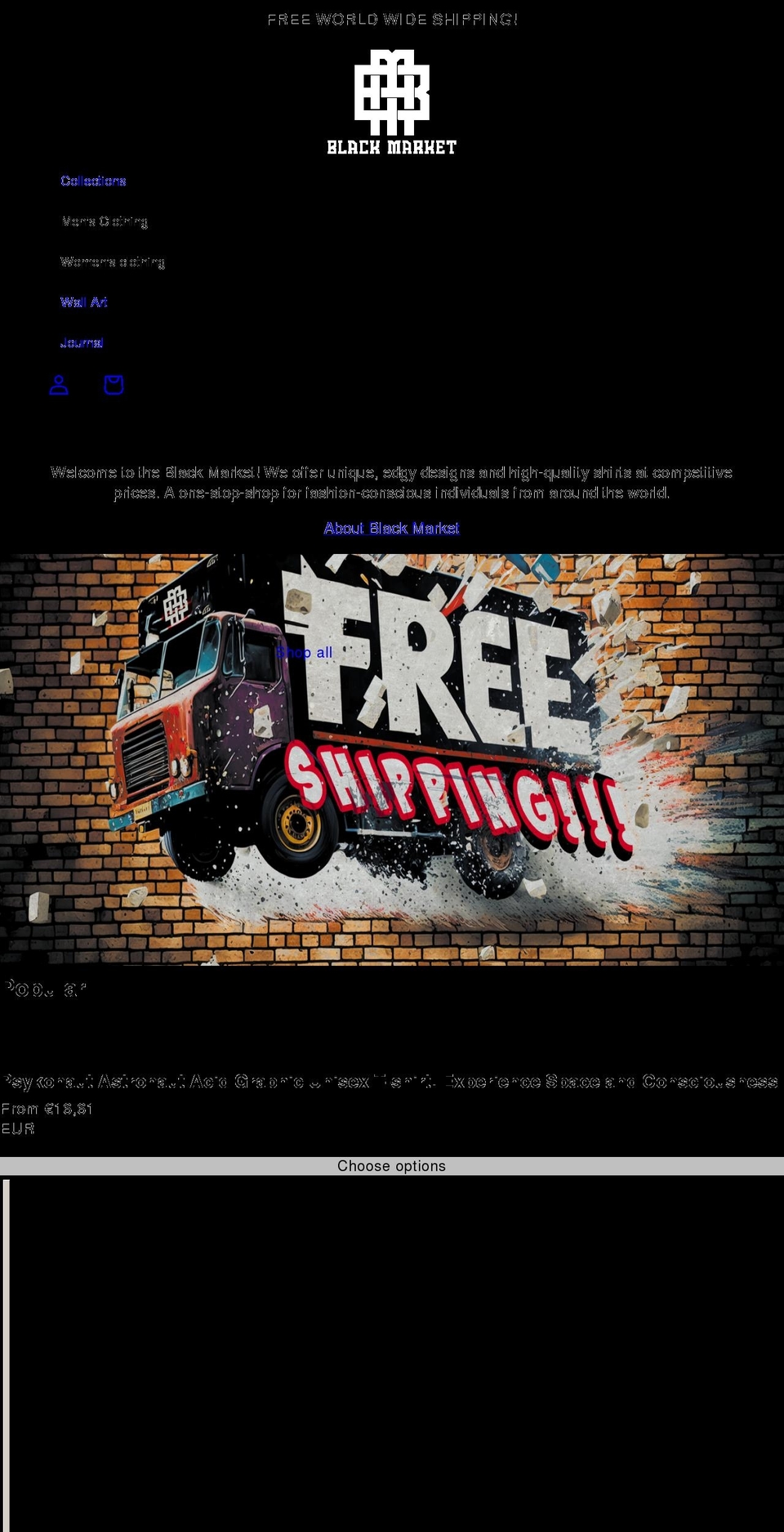 blackmarketproject.com shopify website screenshot