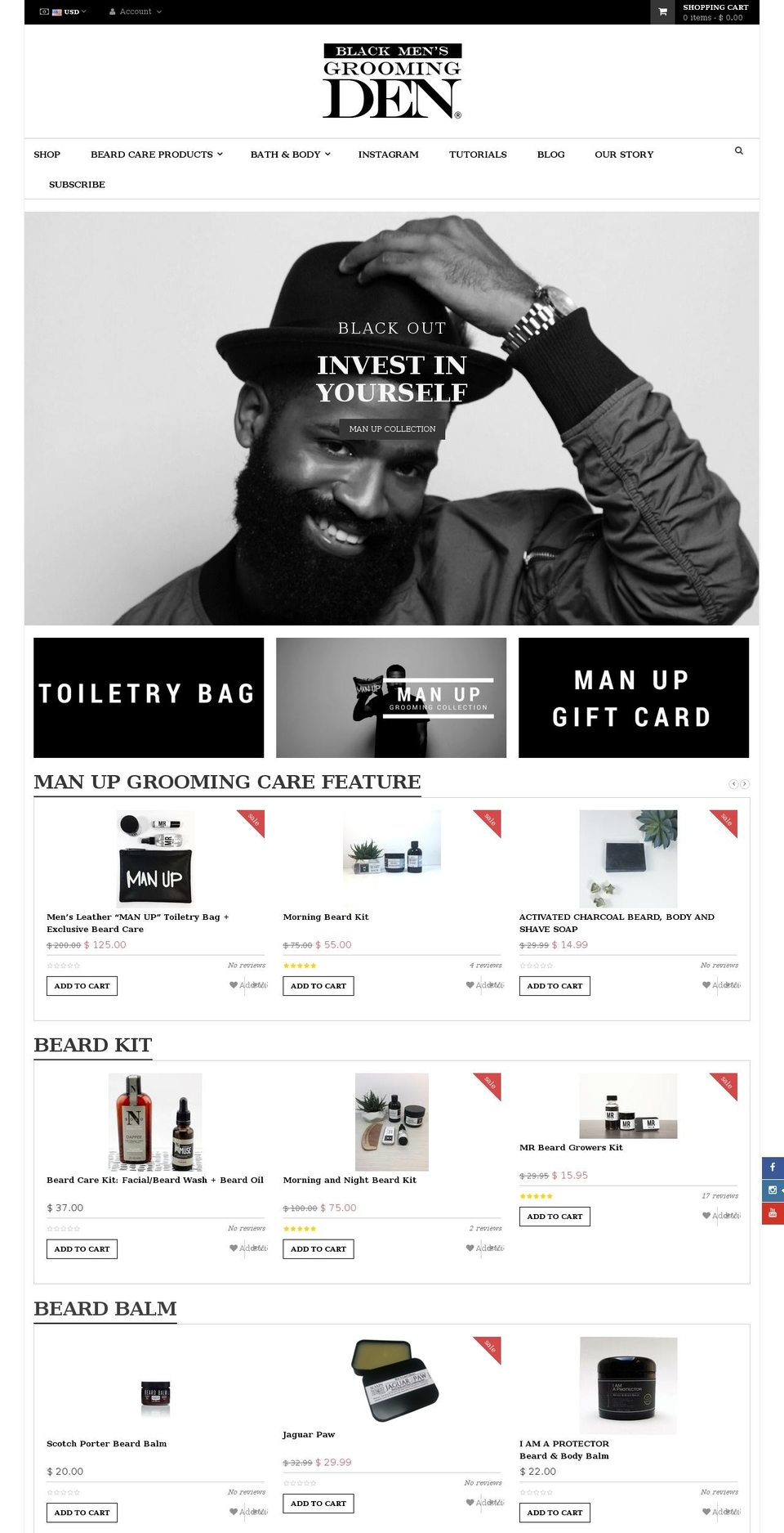 blackmensgroomingden.com shopify website screenshot