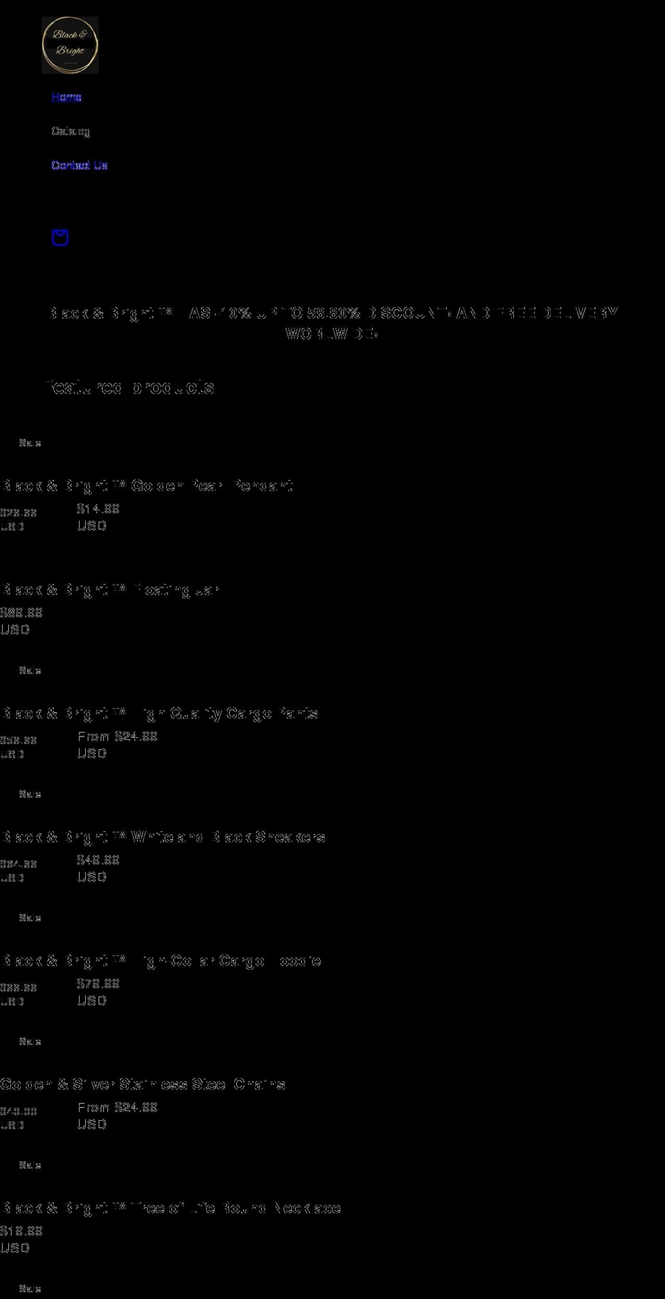 blacknbright.com shopify website screenshot