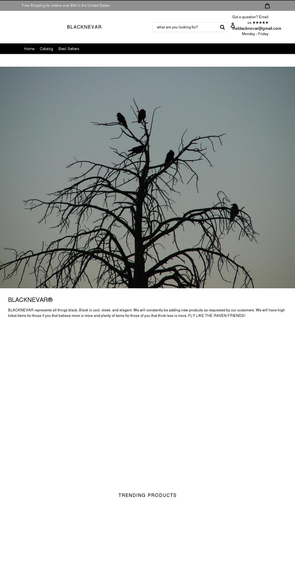 blacknevar.com — Shopify storefront screenshot