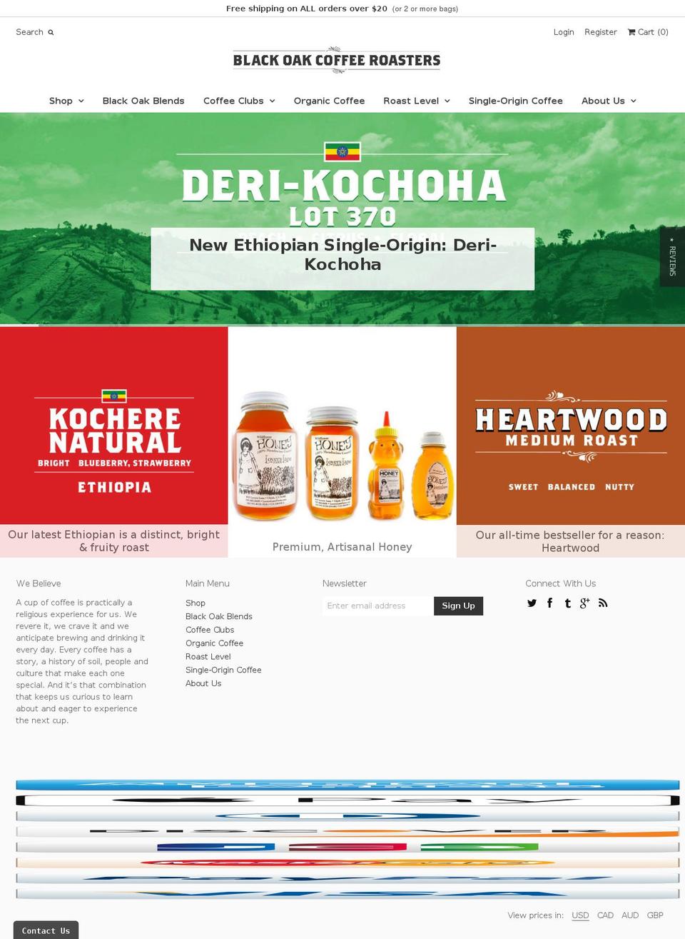 blackoakcoffee.com shopify website screenshot