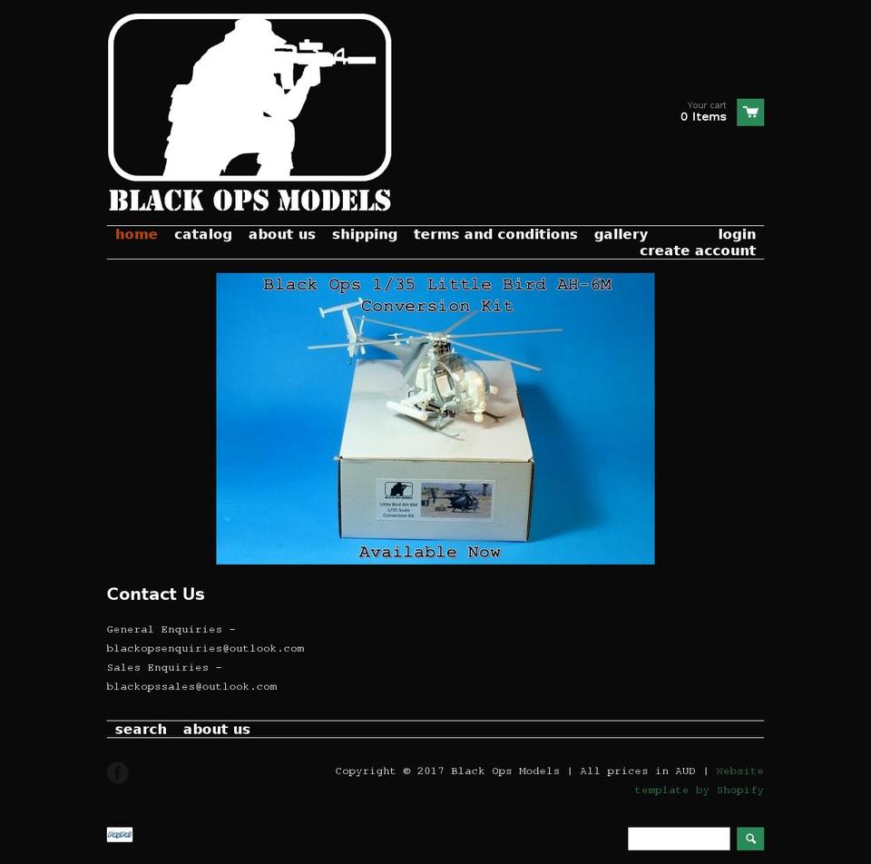 blackopsmodels.com shopify website screenshot