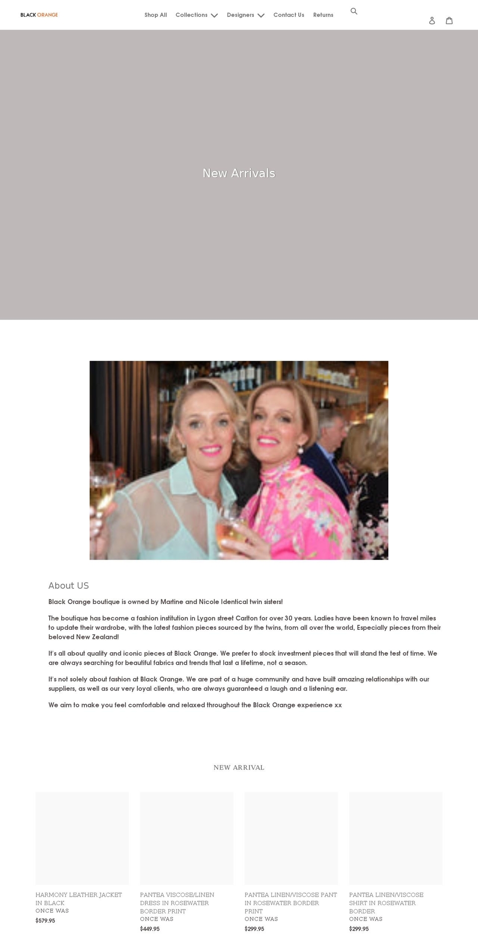 blackorangeboutique.com shopify website screenshot