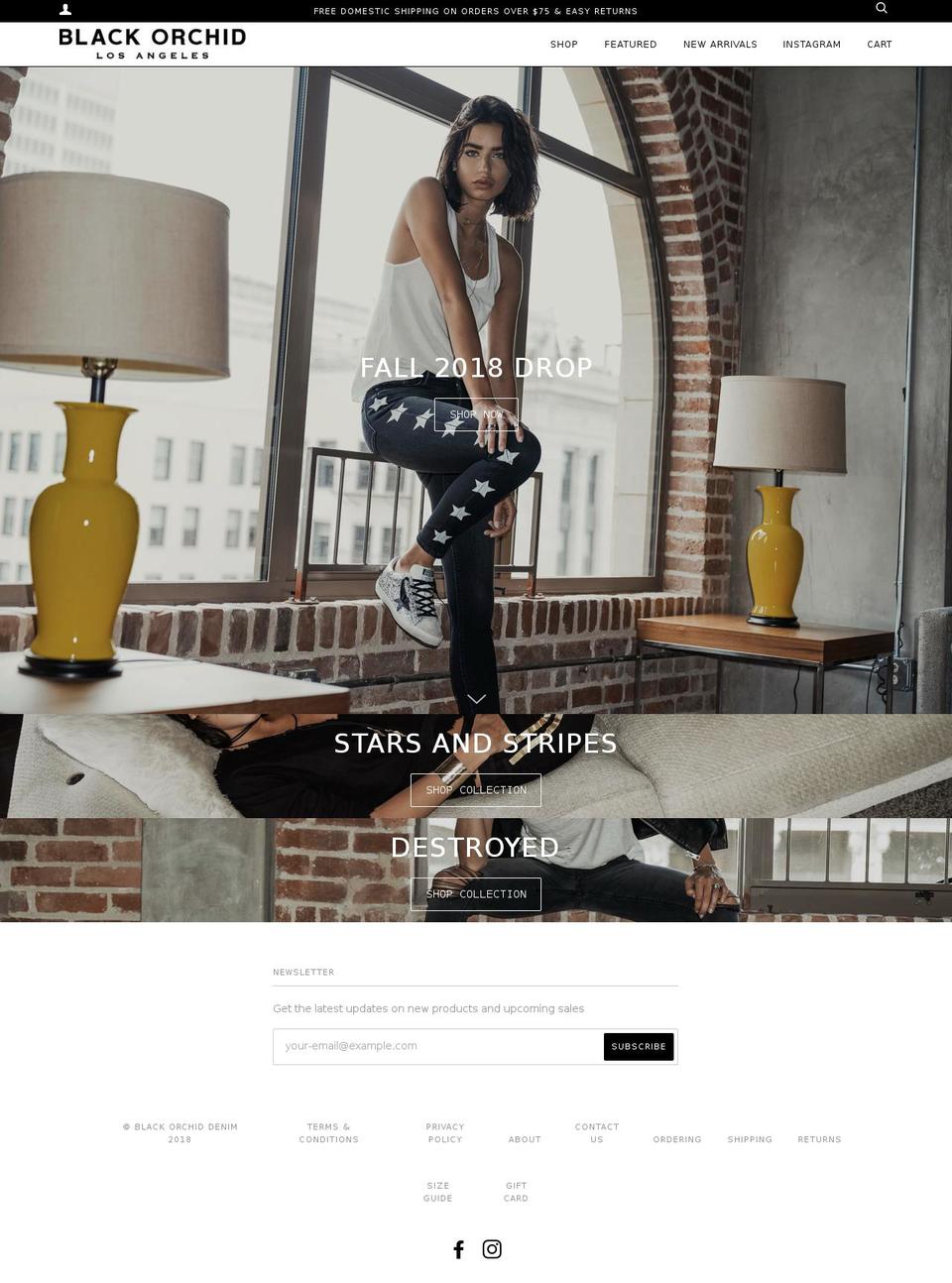 blackorchiddenim.com shopify website screenshot
