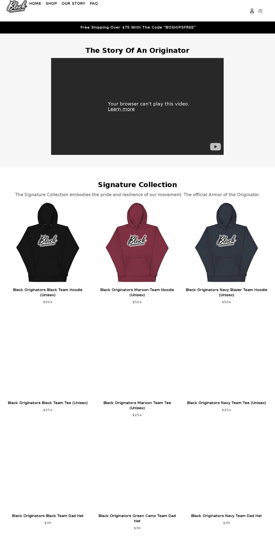 blackoriginators.com — Shopify storefront screenshot