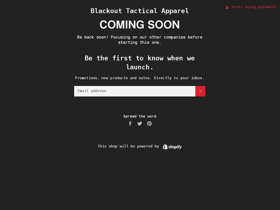 blackout-tactical-apparel.myshopify.com shopify website screenshot
