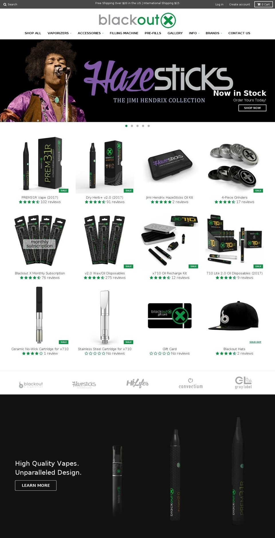 blackoutecigs.com shopify website screenshot