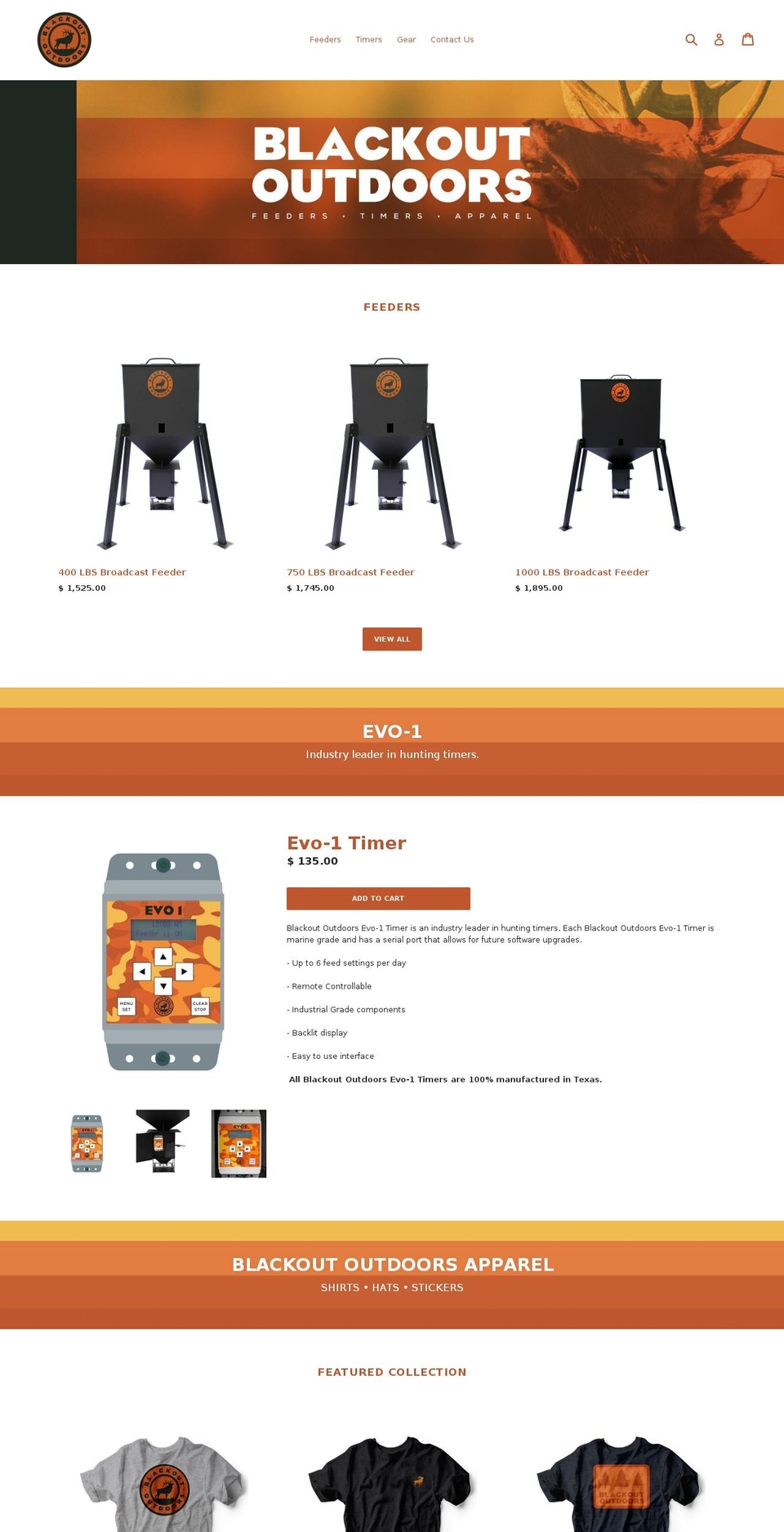 blackoutfeeders.com — Shopify storefront screenshot