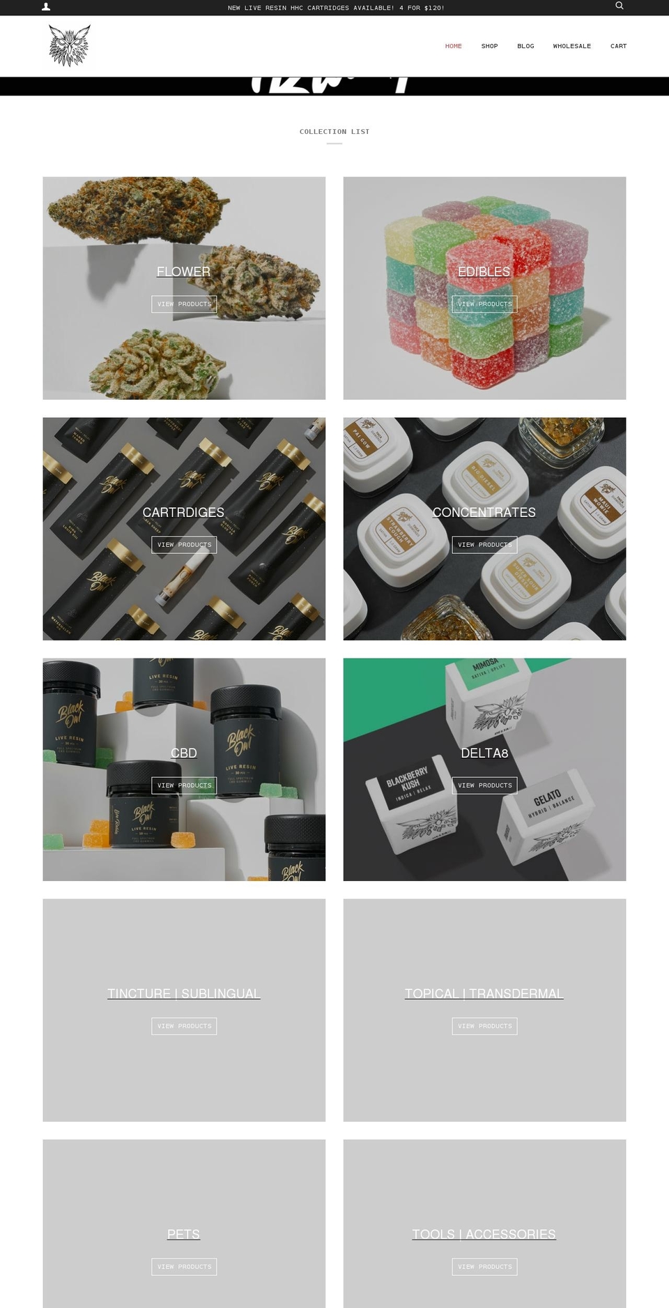 blackowlhempclinic.com shopify website screenshot
