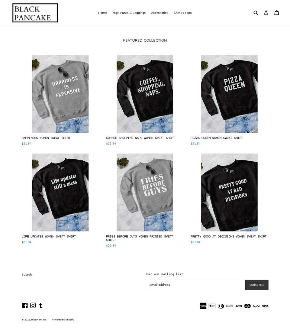 blackpancake.com shopify website screenshot
