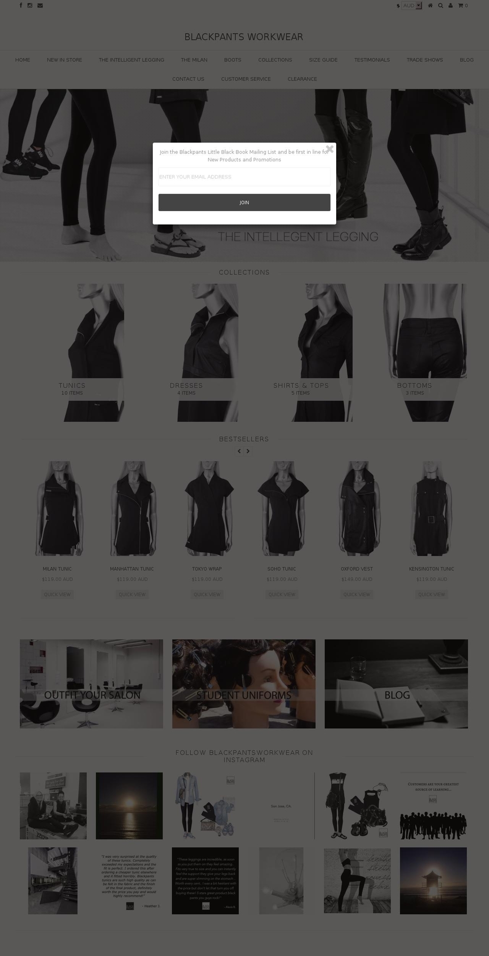 blackpantsworkwear.com shopify website screenshot