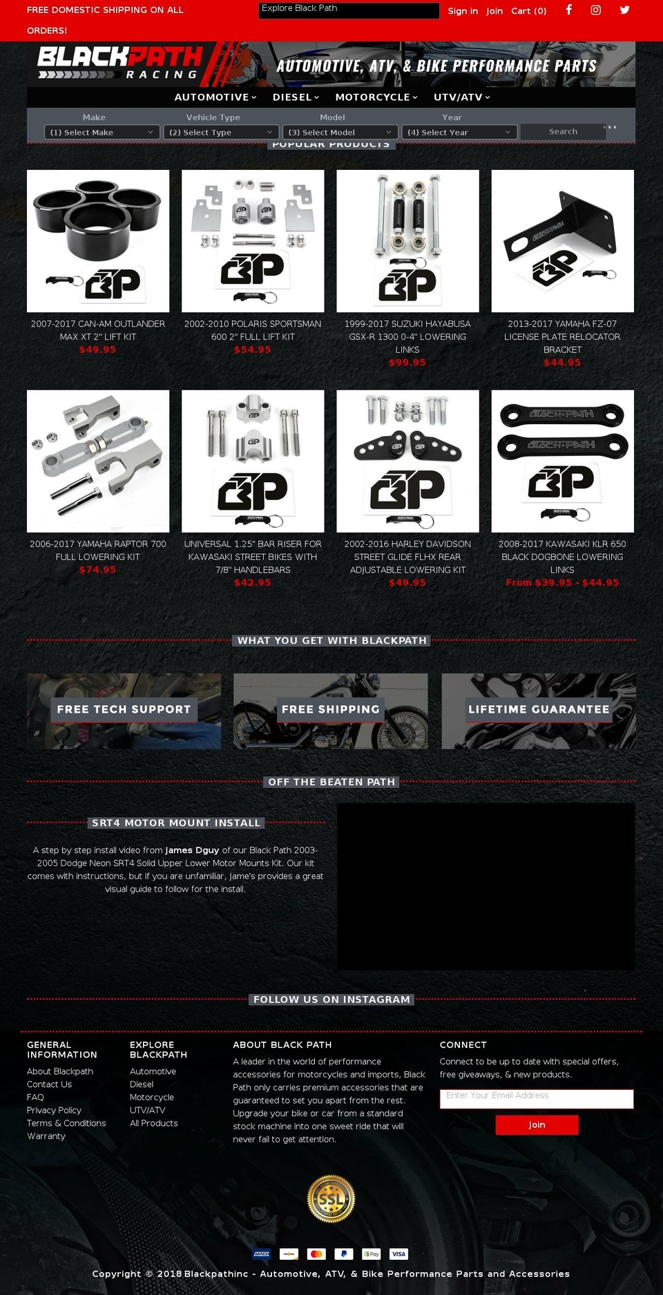 blackpathracing.com — Shopify storefront screenshot