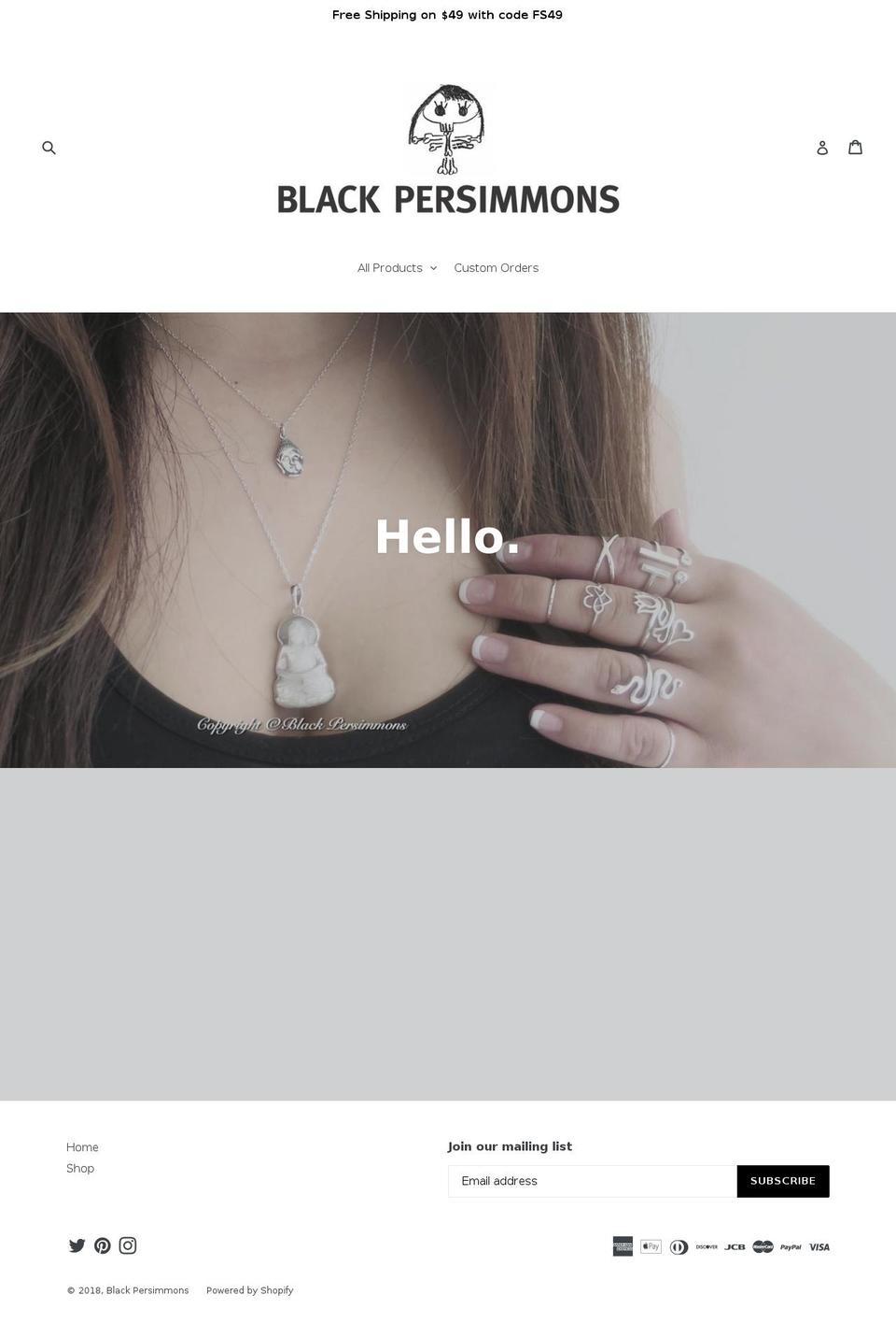 blackpersimmons.com — Shopify storefront screenshot