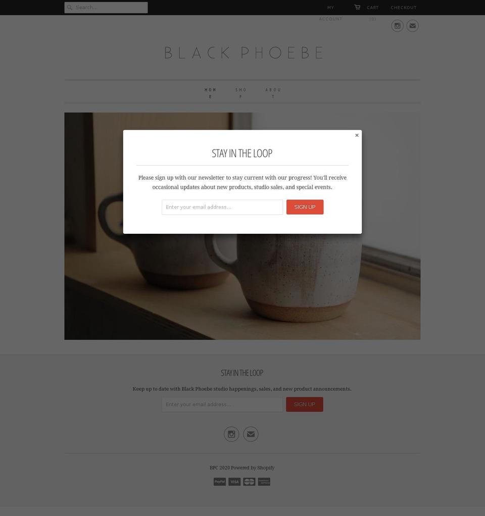 blackphoebeceramics.com shopify website screenshot