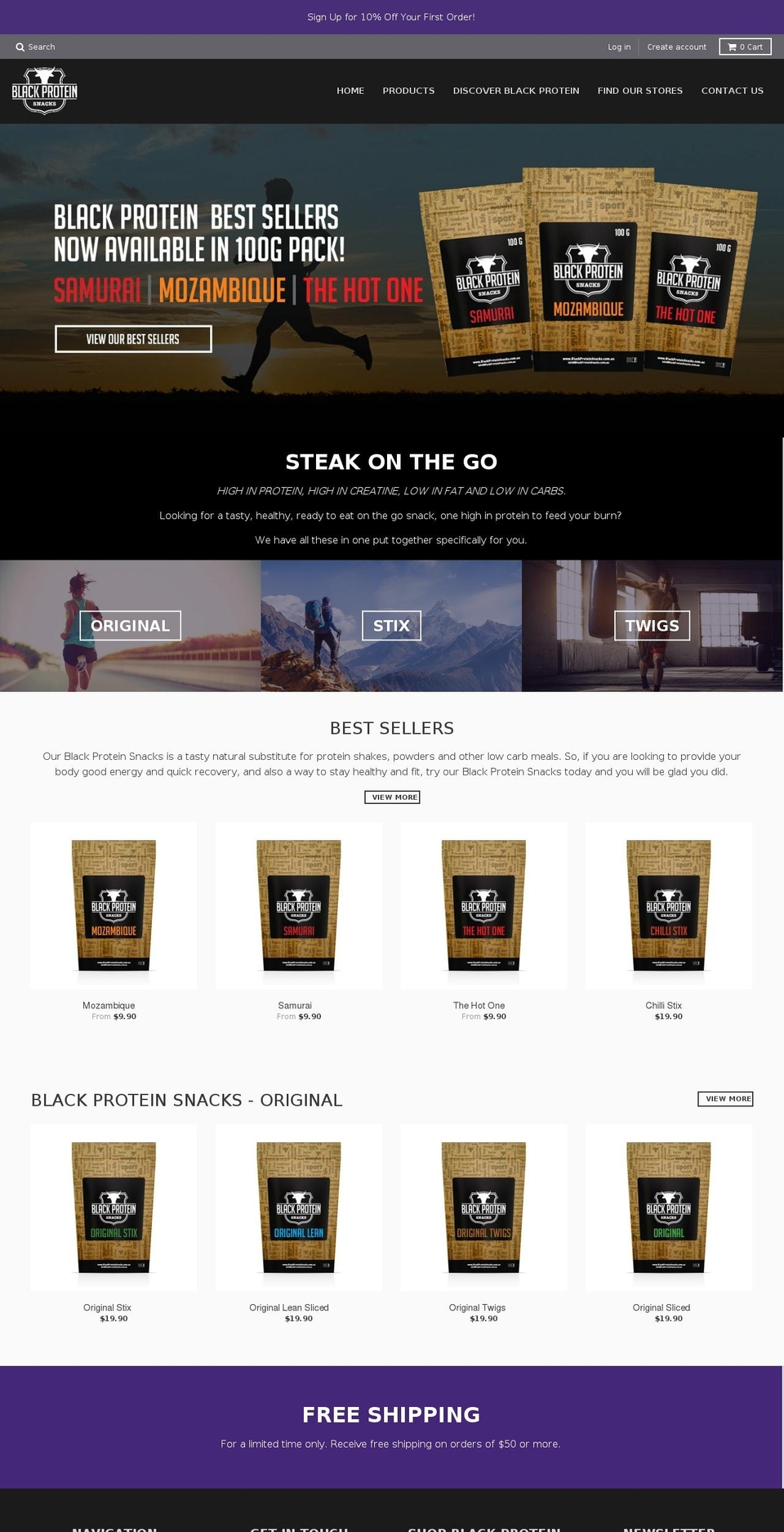 blackproteinsnacks.com.au shopify website screenshot