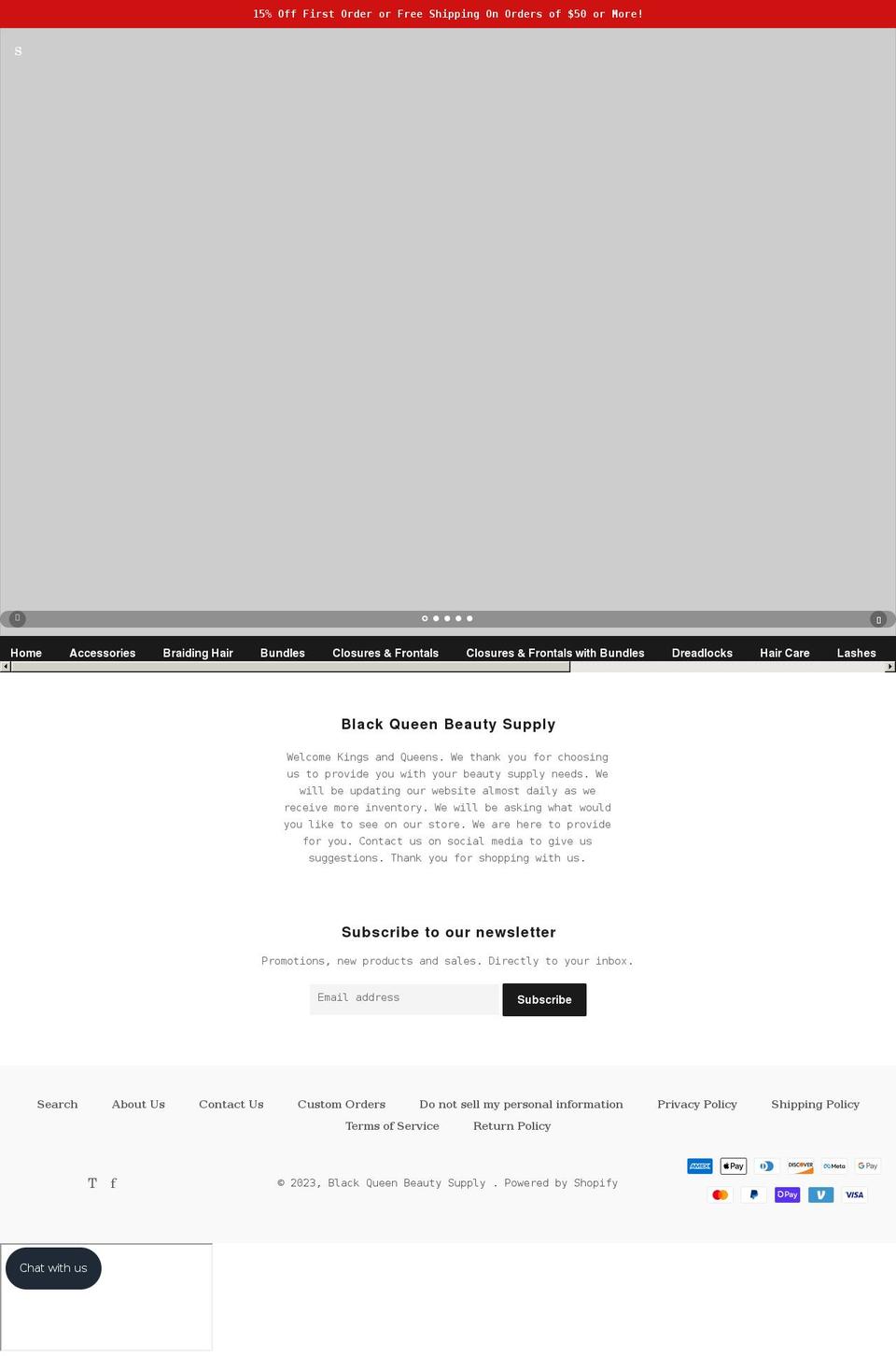 blackqueenbeautysupply.com shopify website screenshot