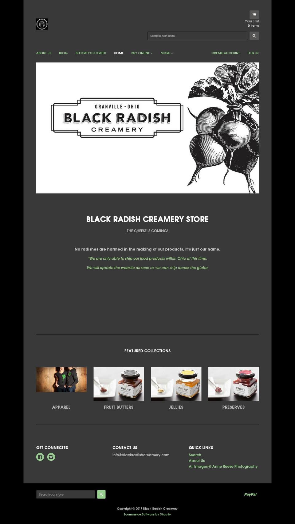 blackradishcreamery.info shopify website screenshot