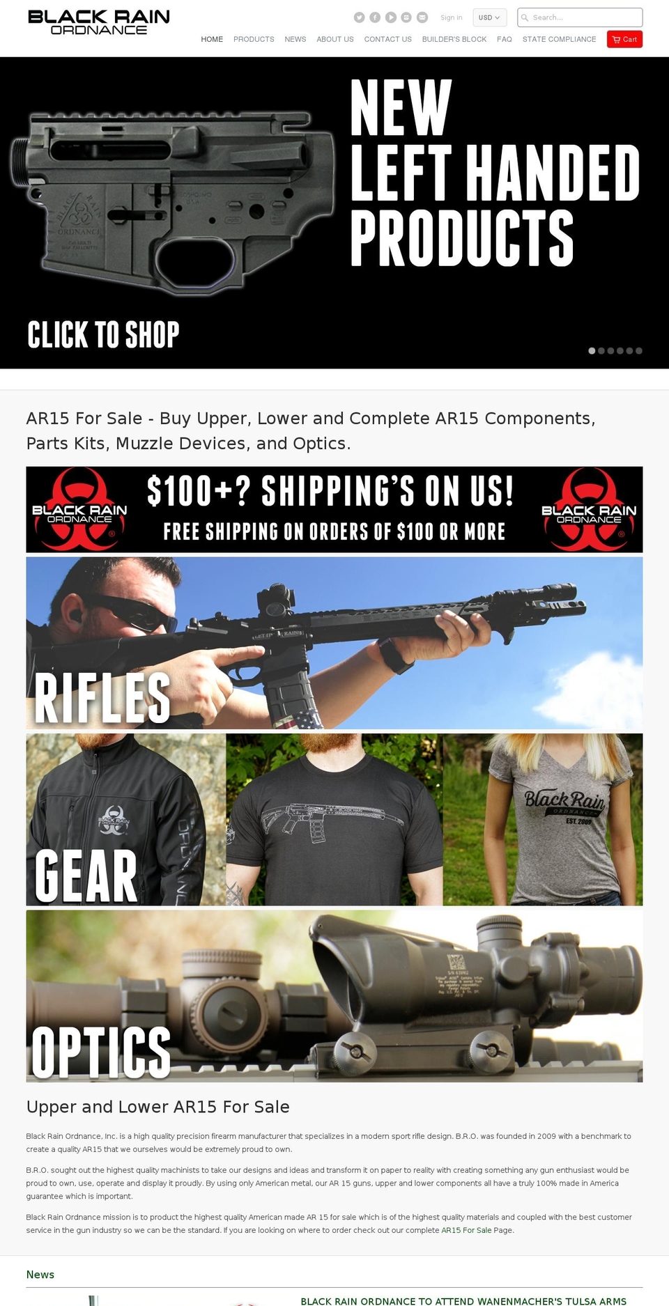 blackrainordnance.com shopify website screenshot