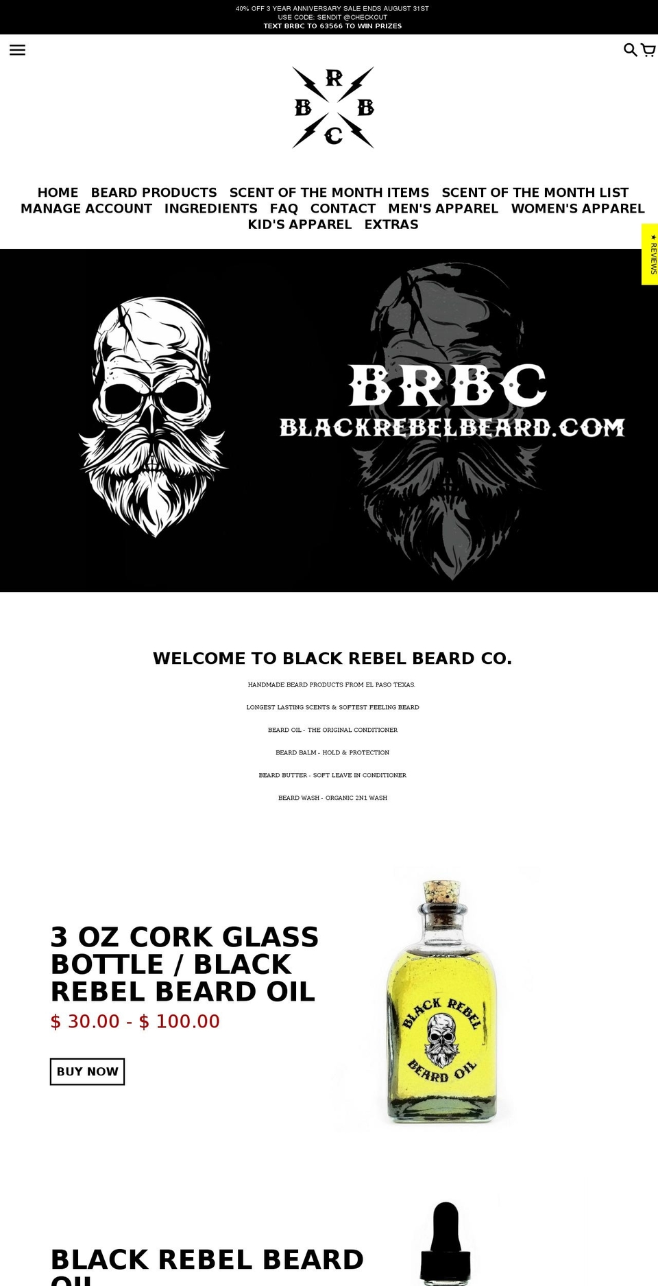 blackrebelbeard.com shopify website screenshot