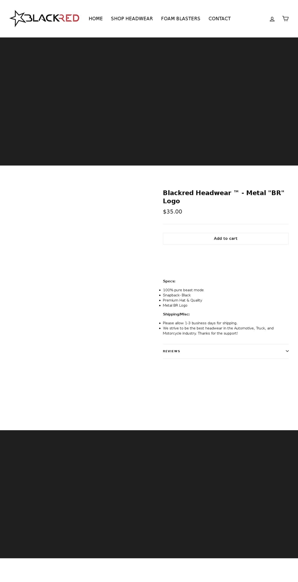 blackredheadwear.com — Shopify storefront screenshot