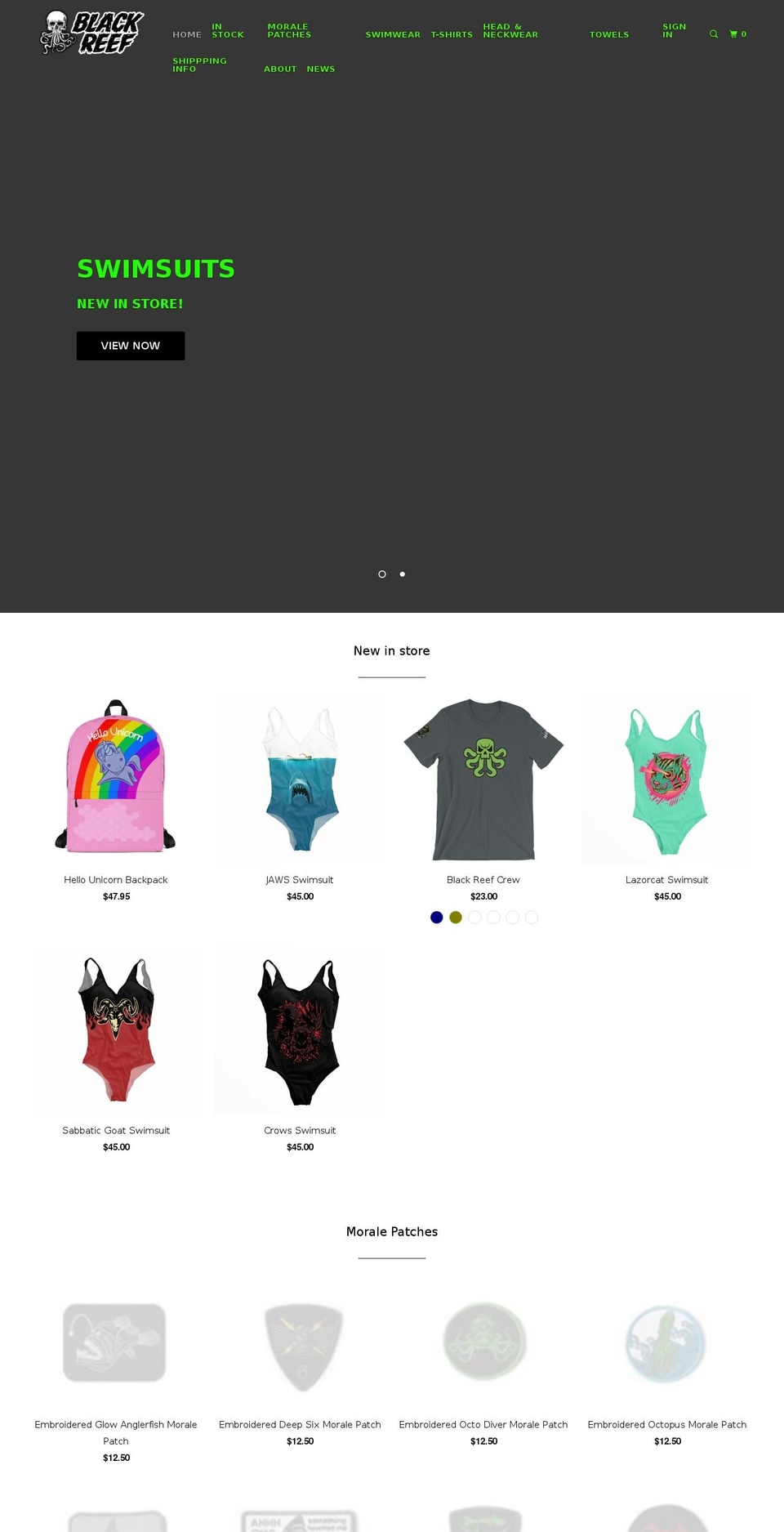 blackreefshop.com shopify website screenshot