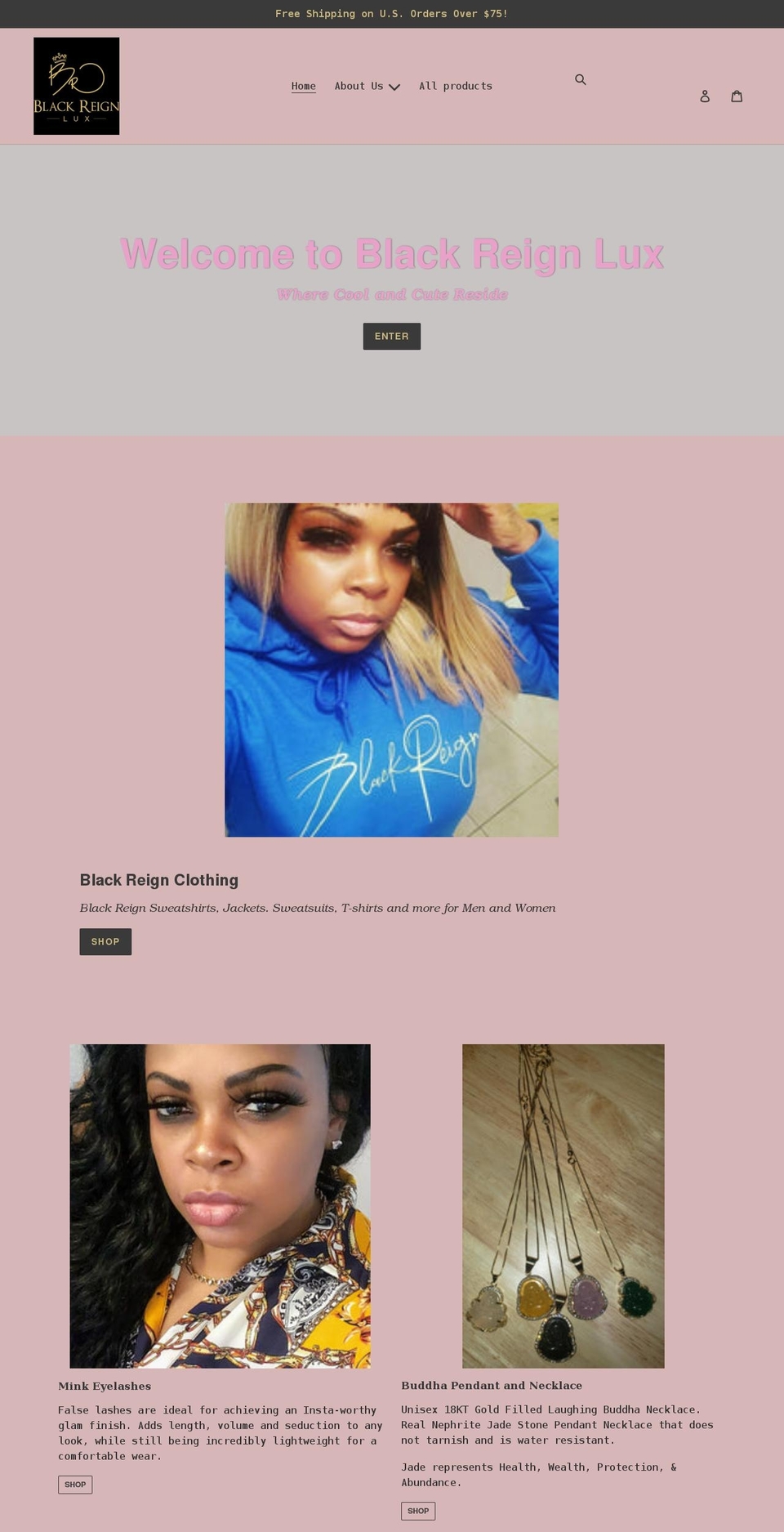 blackreignlux.com shopify website screenshot
