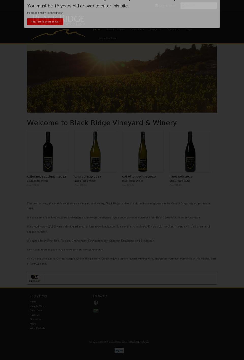 blackridge.co.nz shopify website screenshot