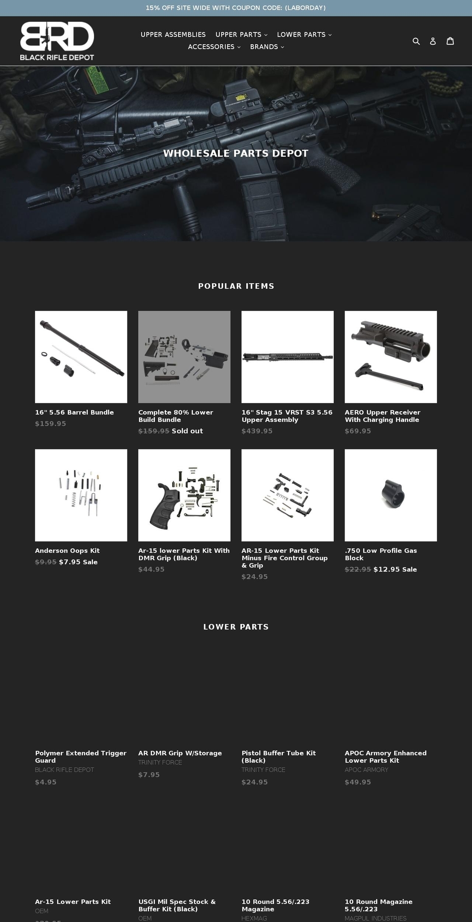 blackrifledepot.com shopify website screenshot