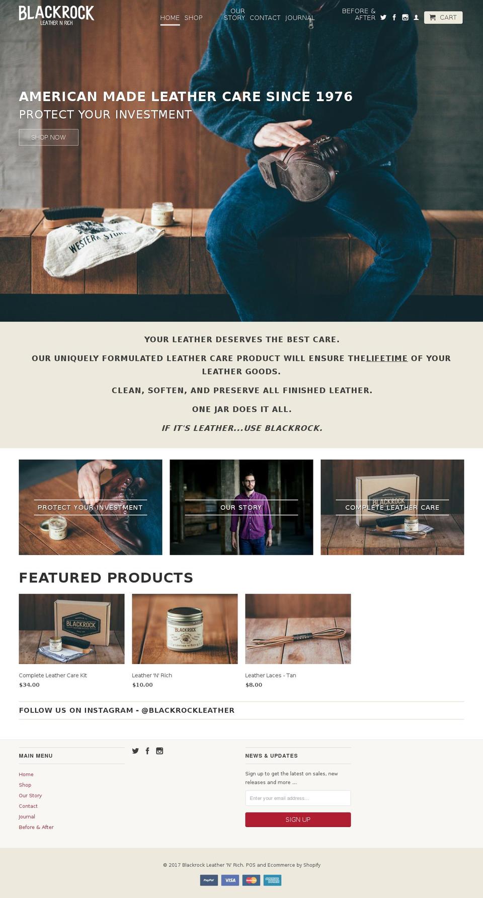 blackrock-leather.com shopify website screenshot