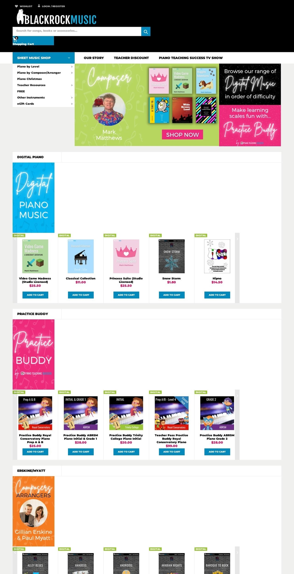 blackrockmusicshop.com shopify website screenshot