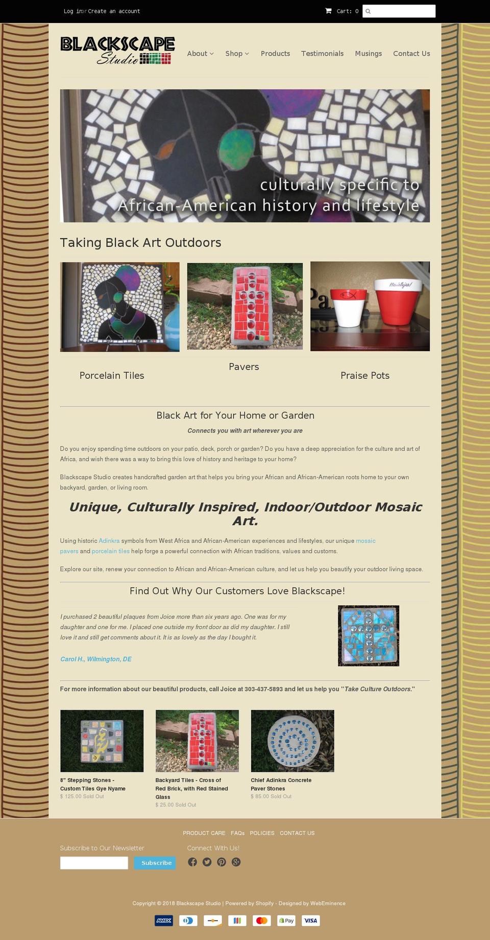blackscapestudio.com — Shopify storefront screenshot