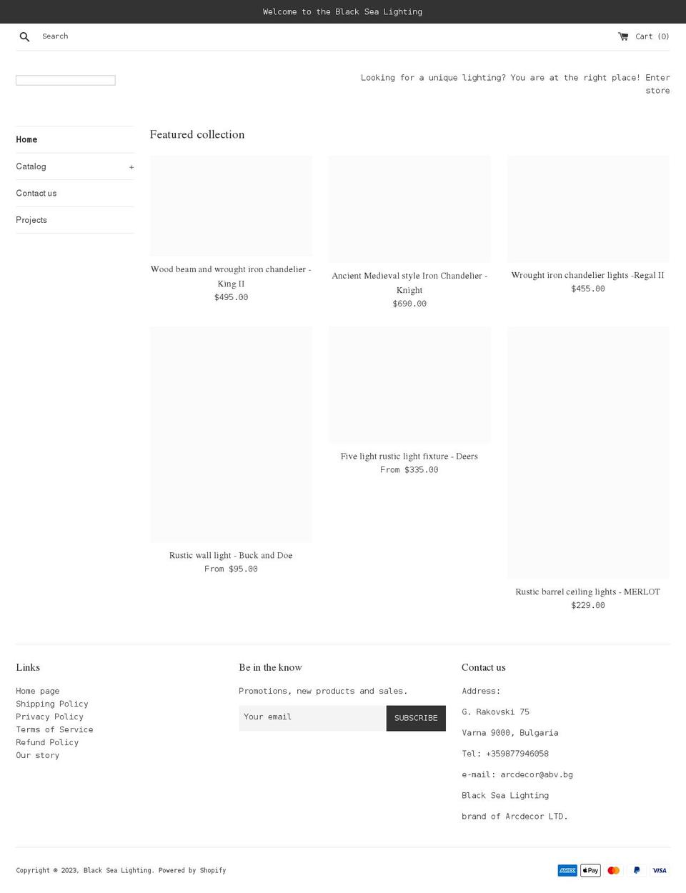 blacksealighting.com shopify website screenshot