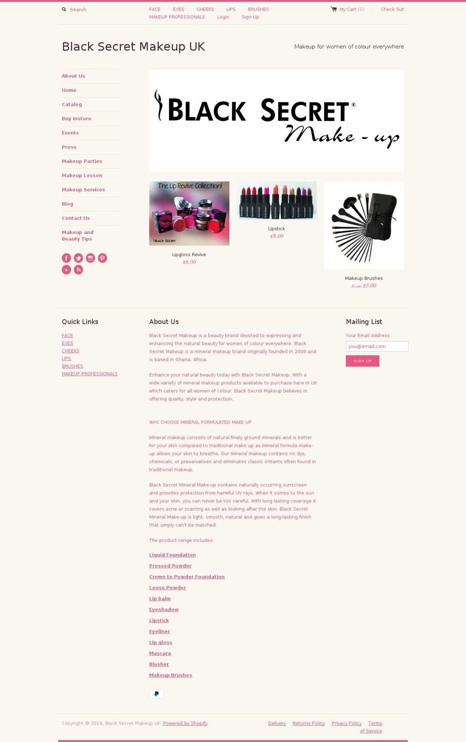 blacksecretmakeupuk.com shopify website screenshot