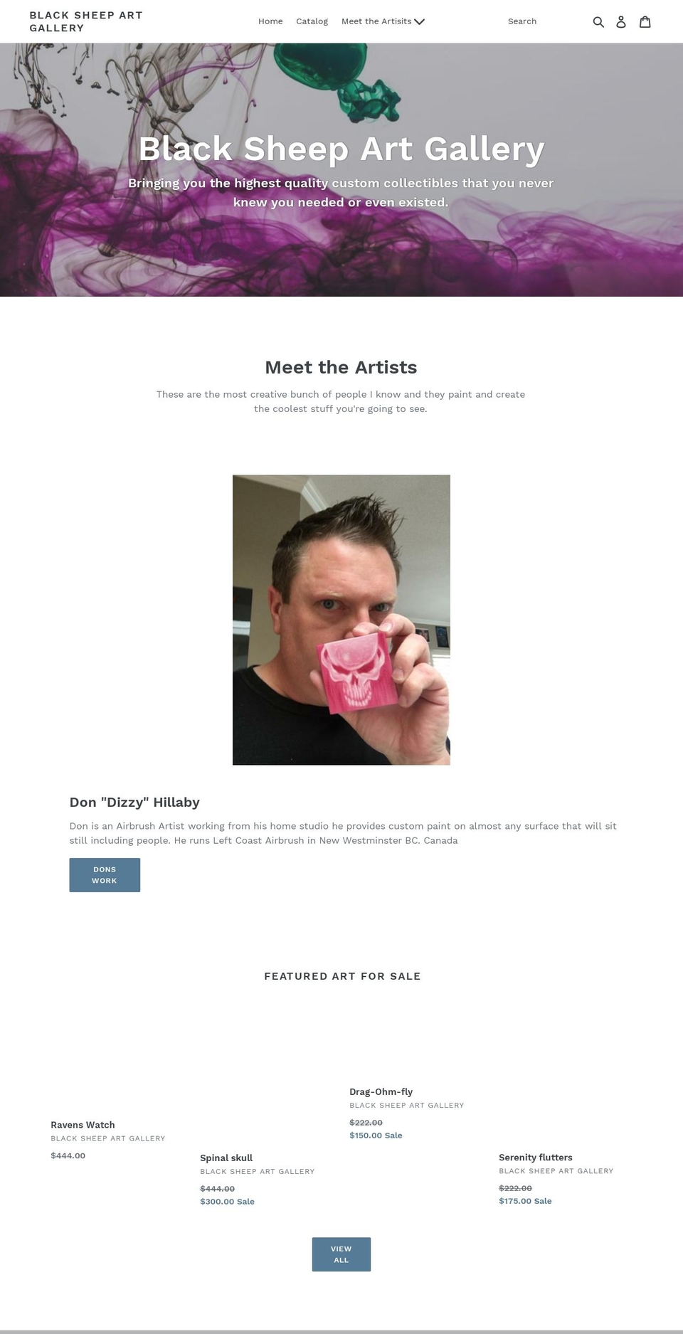 blacksheepartgallery.com — Shopify storefront screenshot