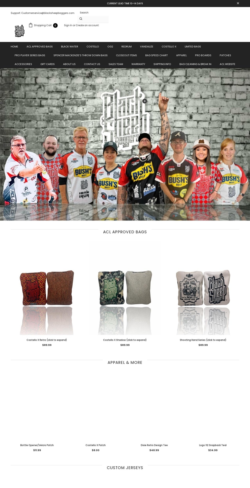 blacksheepbaggers.com shopify website screenshot