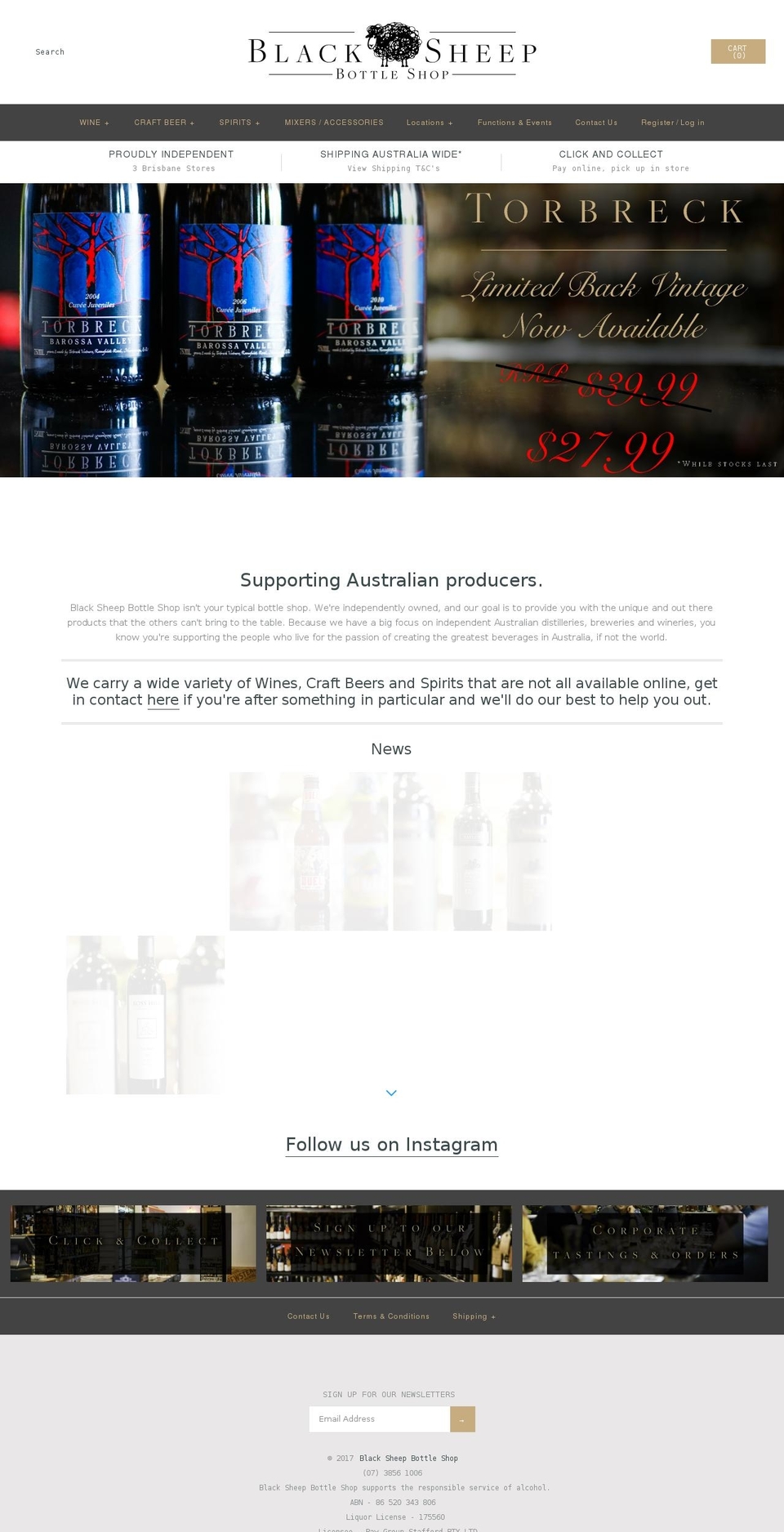 blacksheepbottleshop.com shopify website screenshot