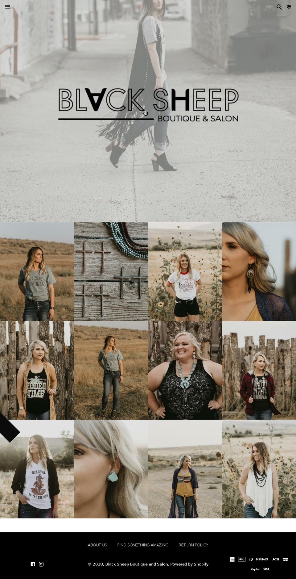 blacksheepboutiquesalon.com shopify website screenshot