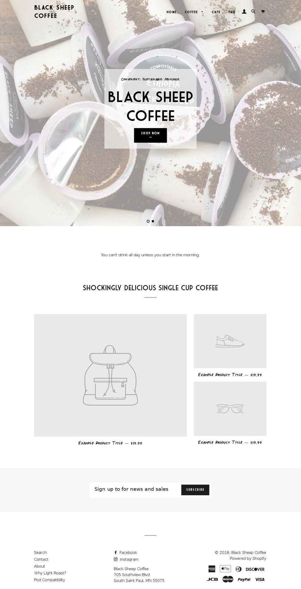 blacksheepcoffeecafe.com — Shopify storefront screenshot