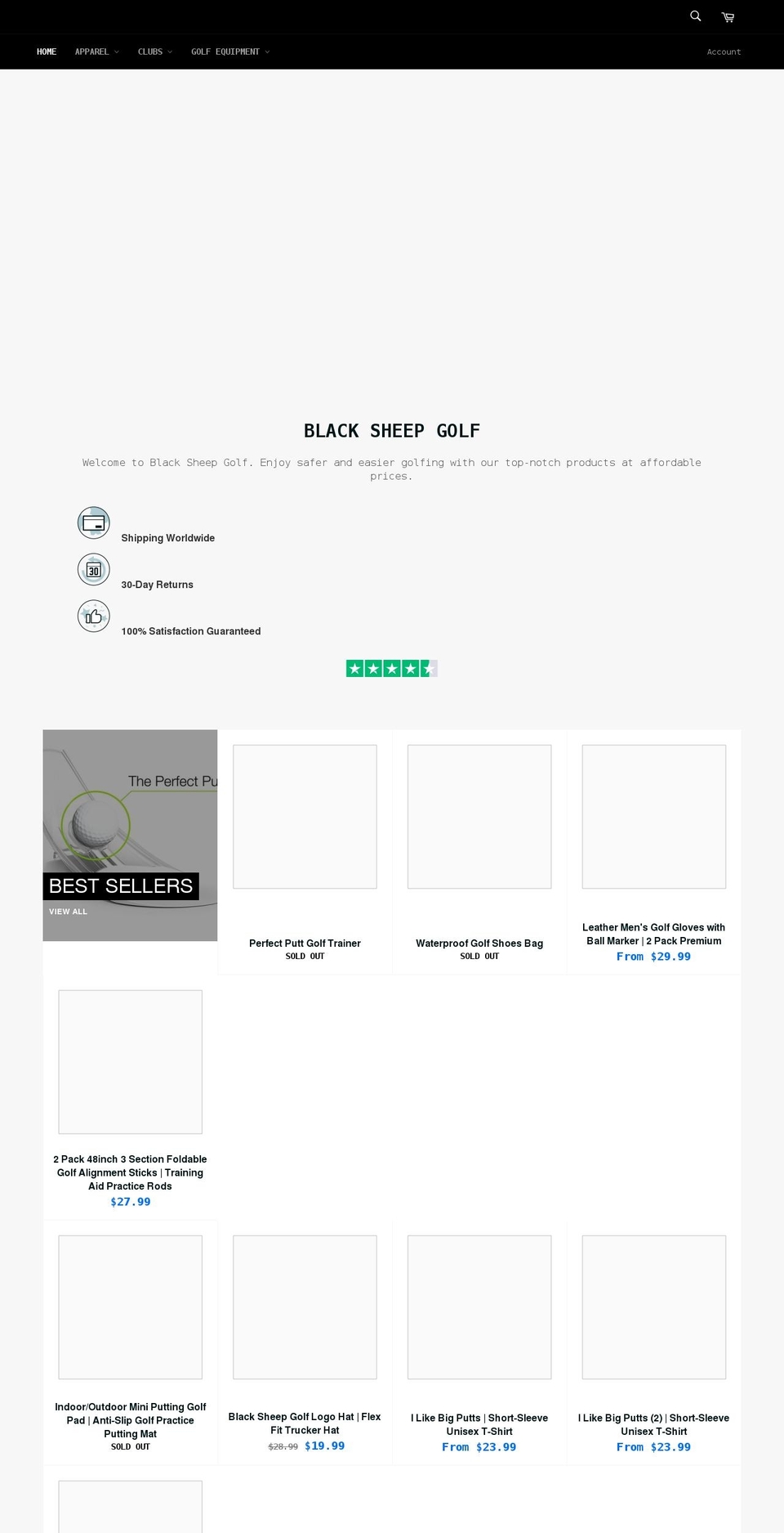 blacksheepgolf.com shopify website screenshot
