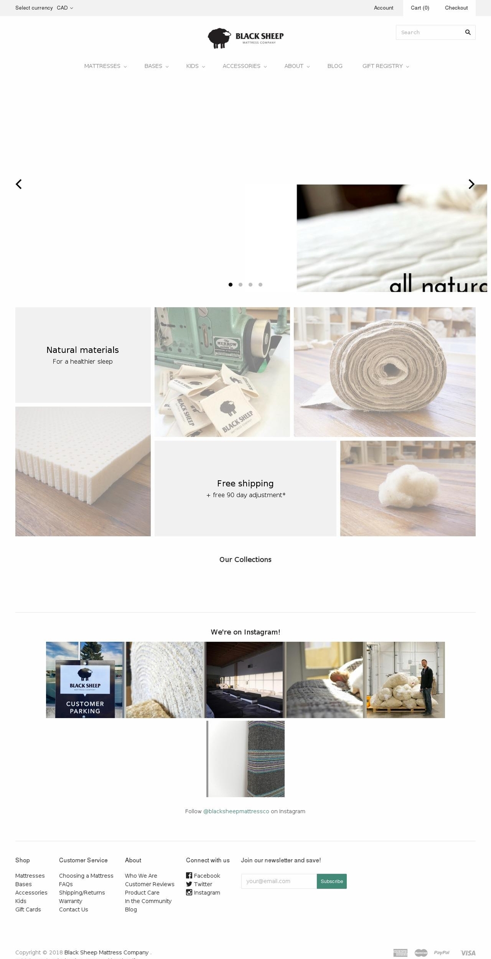 blacksheepmattress.ca shopify website screenshot