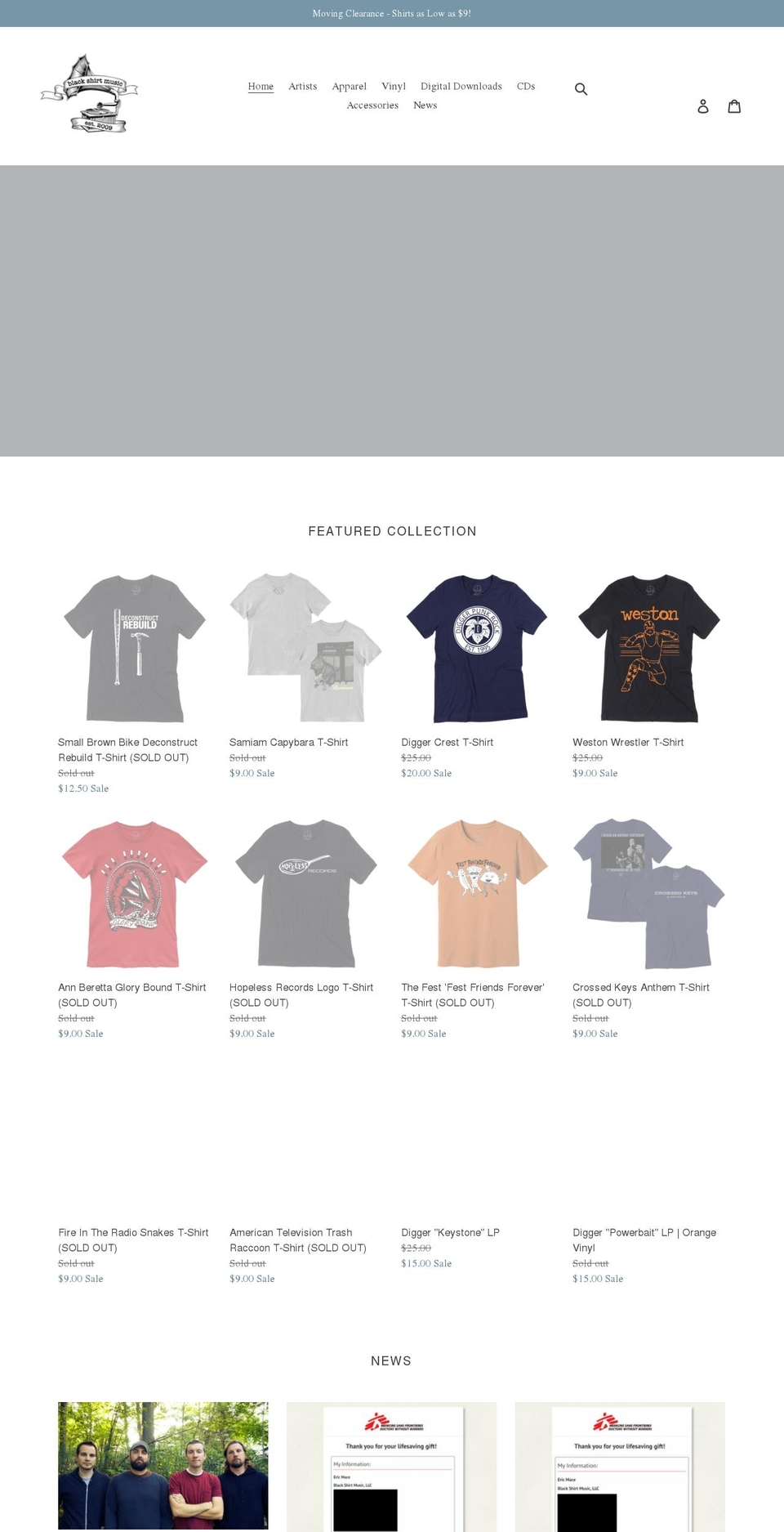 blackshirtmusic.com shopify website screenshot