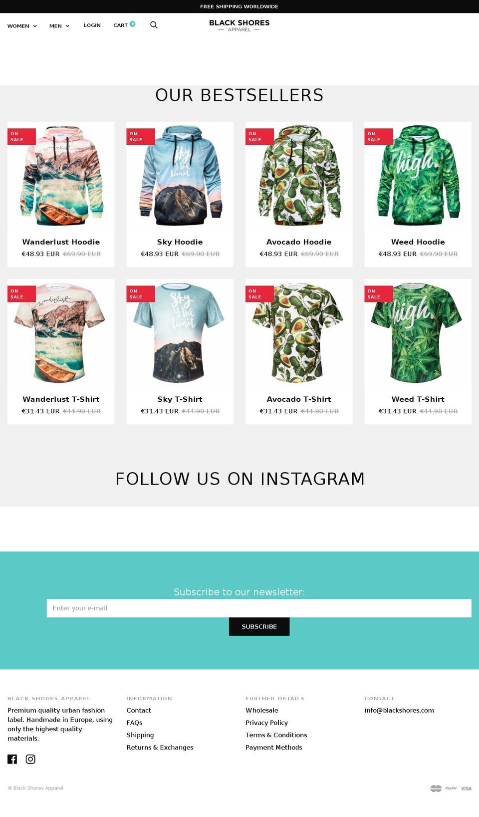 blackshores.com shopify website screenshot