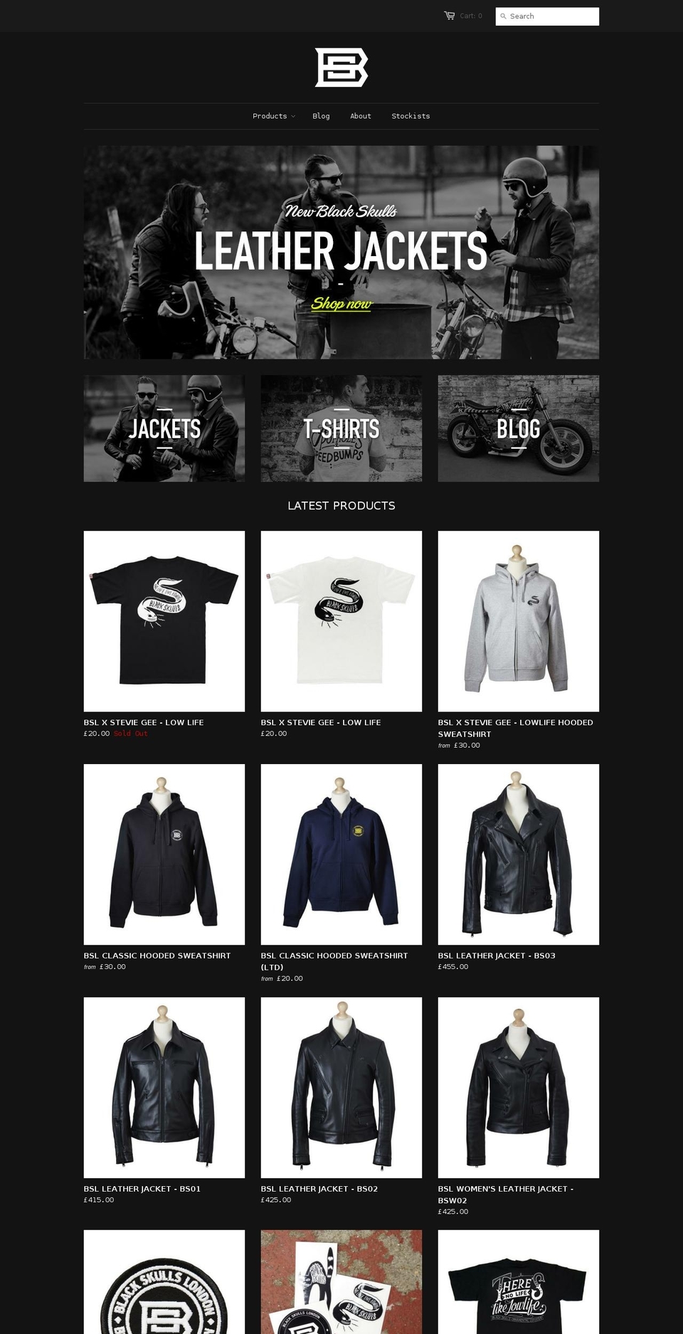 blackskullslondon.com shopify website screenshot