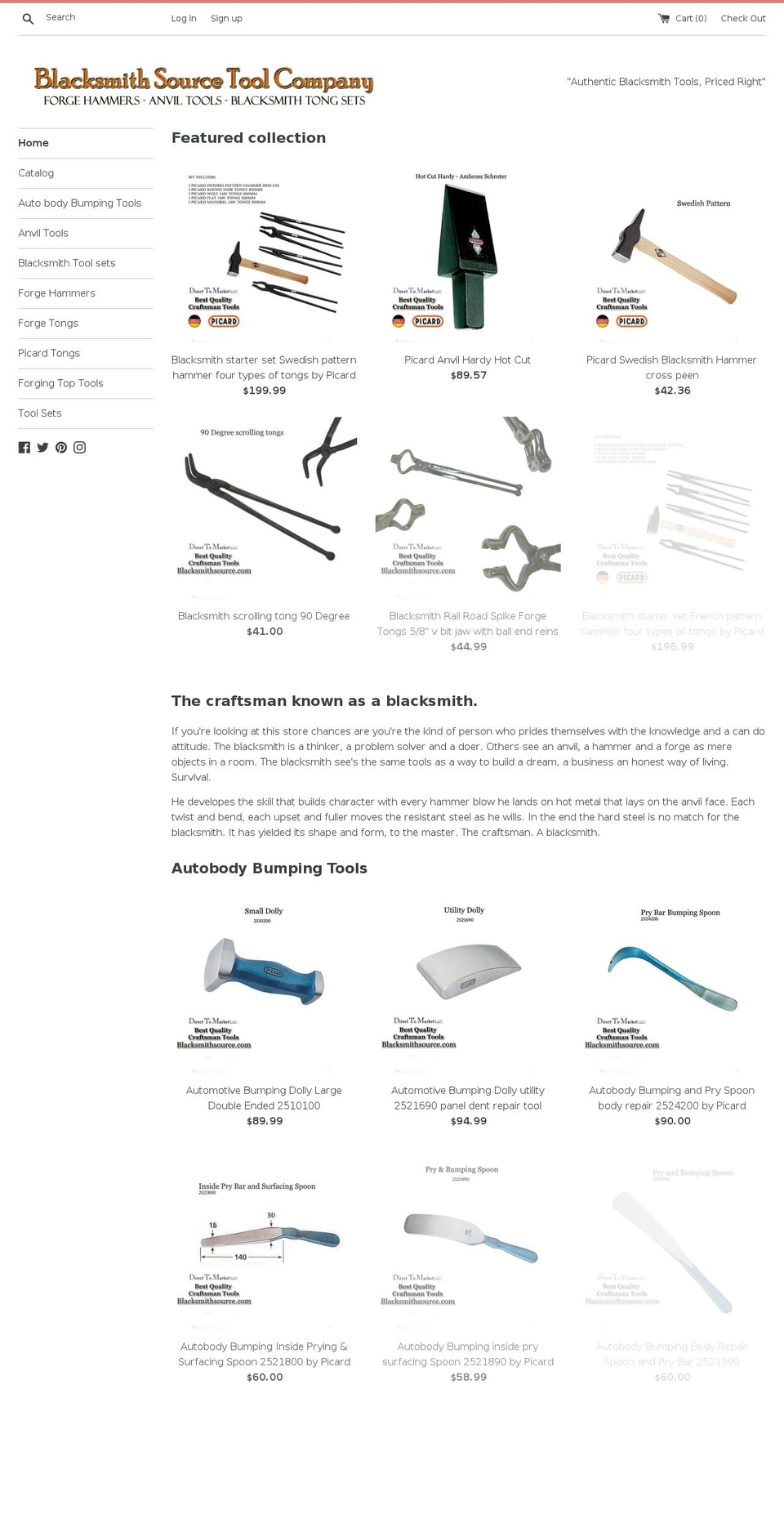 blacksmithsource.com shopify website screenshot