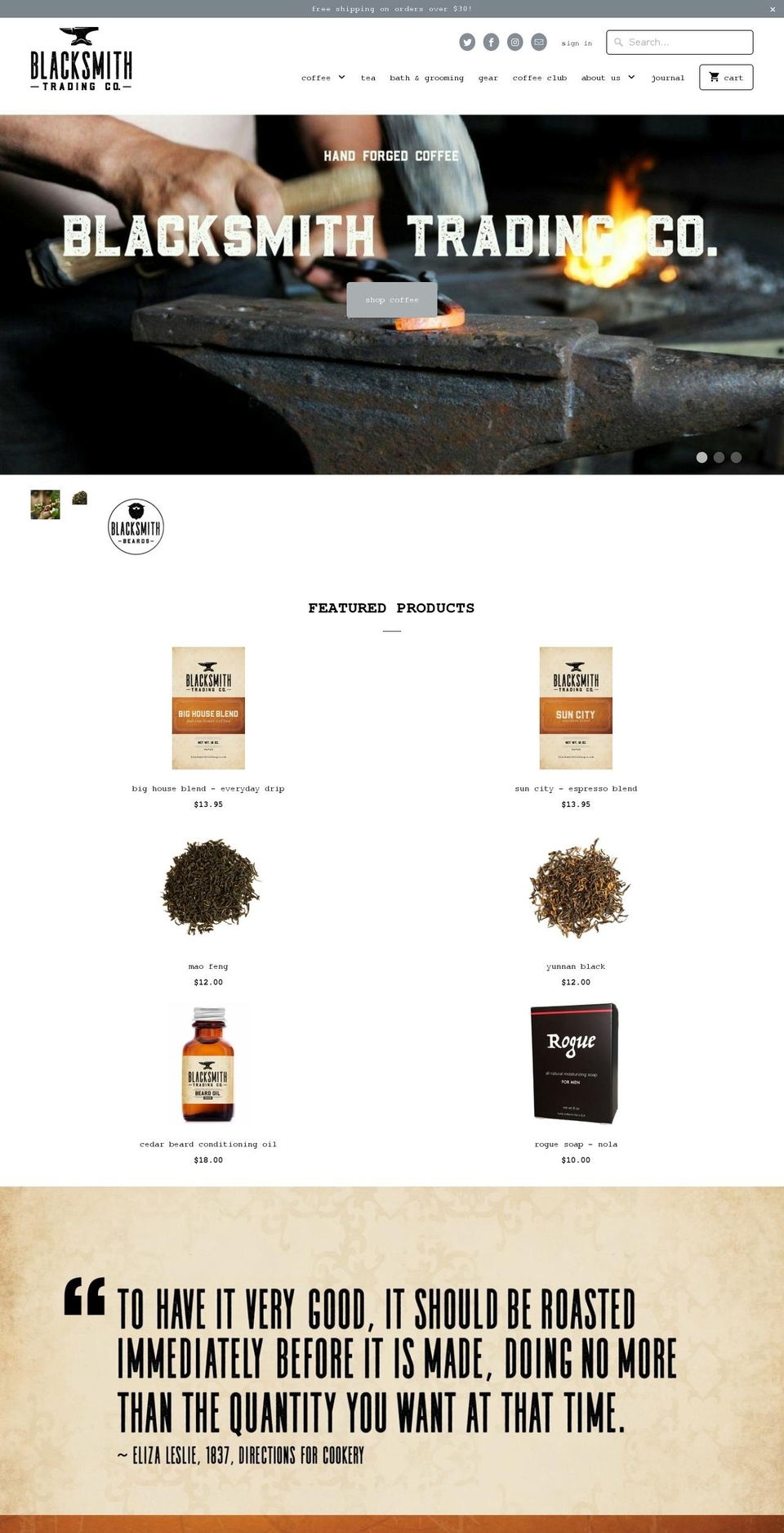 blacksmithtradingco.com shopify website screenshot
