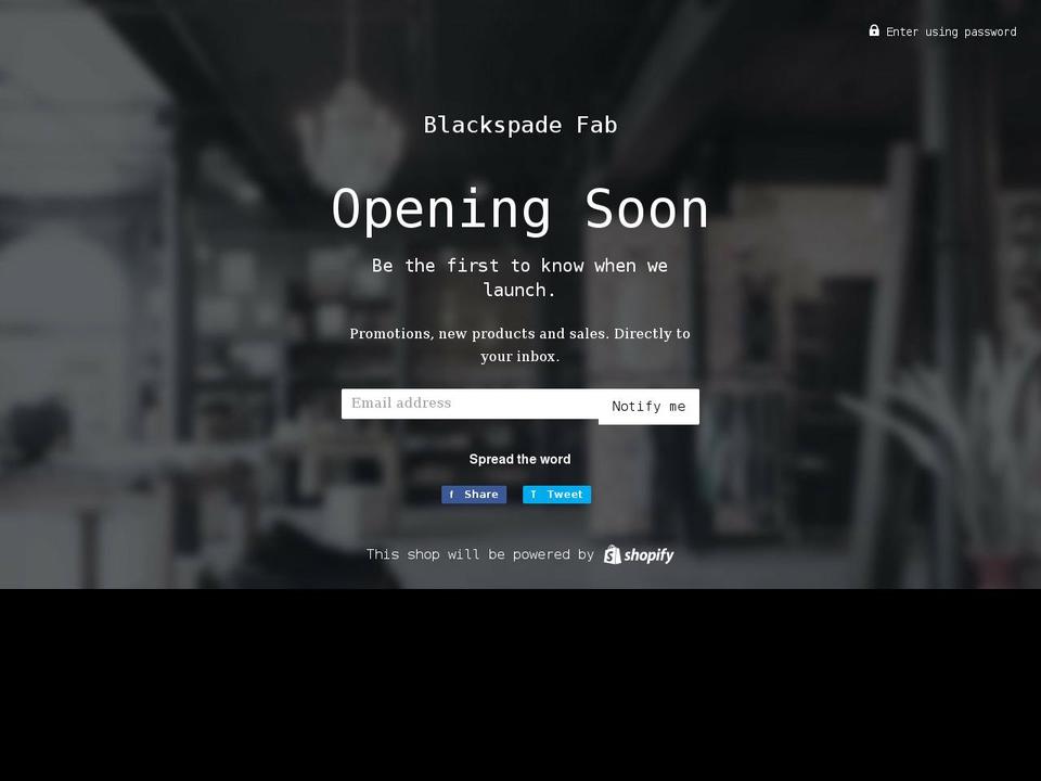 blackspadefabrication.com shopify website screenshot