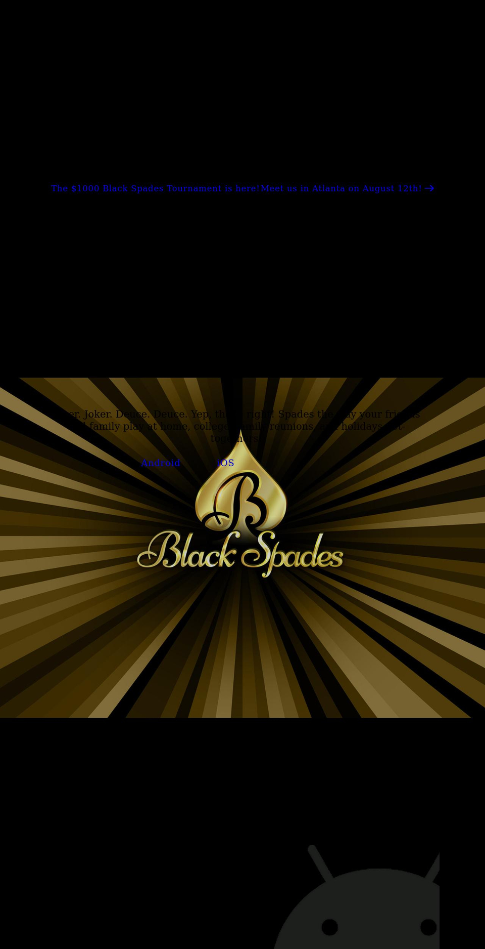 blackspadesgame.com shopify website screenshot